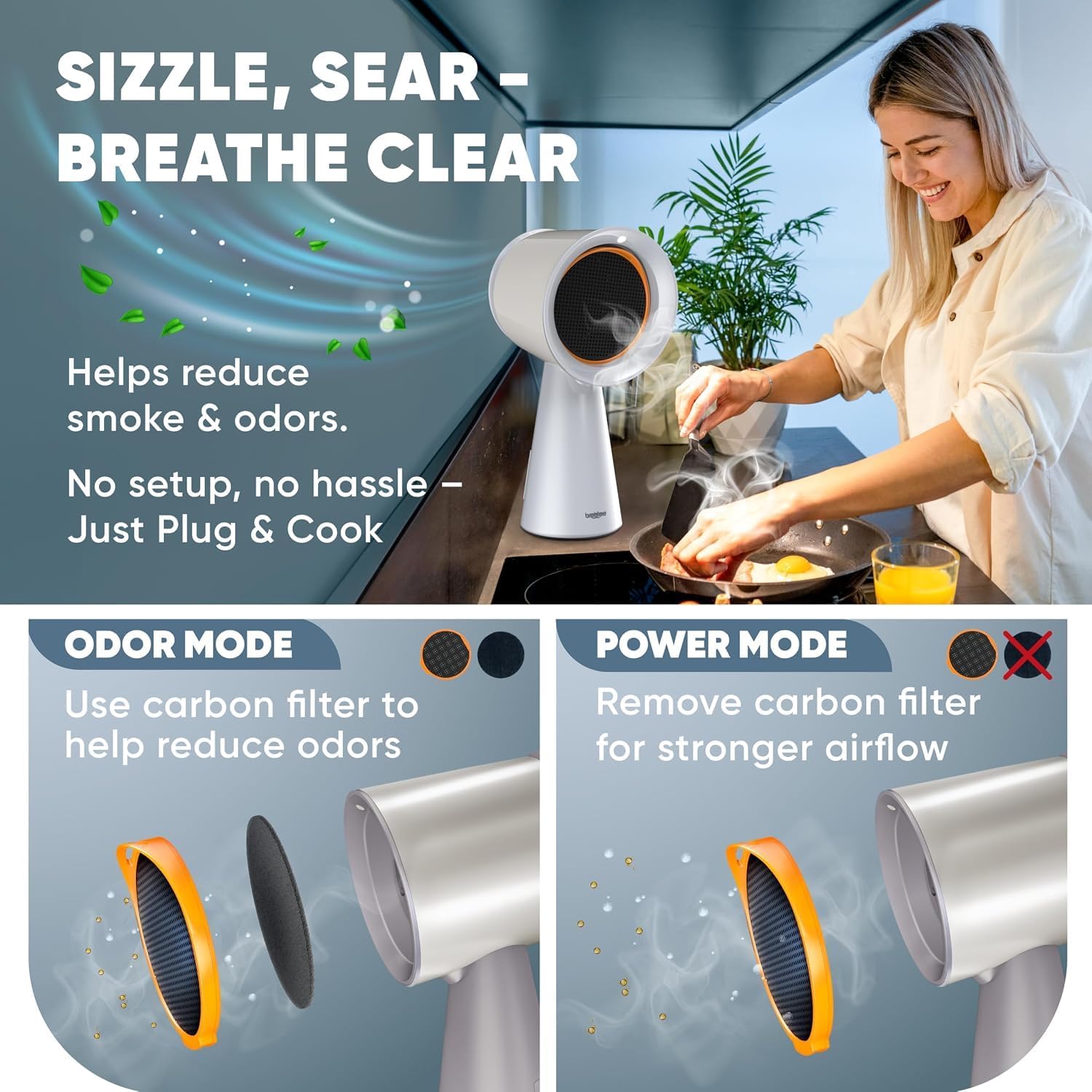 BREETEE Portable Range Hood Fan for Cooking, Apartment, Dorm & RV