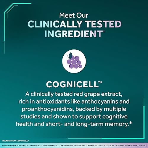 Miniatura 3 de NEURIVA Suplemento cerebral 3D de memoria, cápsulas nootrópicas descafeinadas para memoria, enfoque y función cognitiva, soporte de memoria a corto