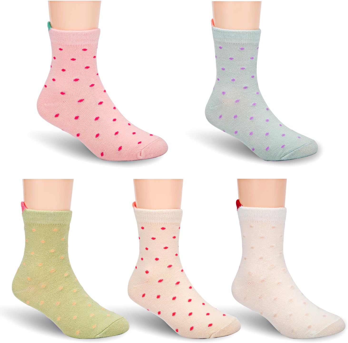 Kids Girls Fashion Cotton Crew Socks 5 pairs