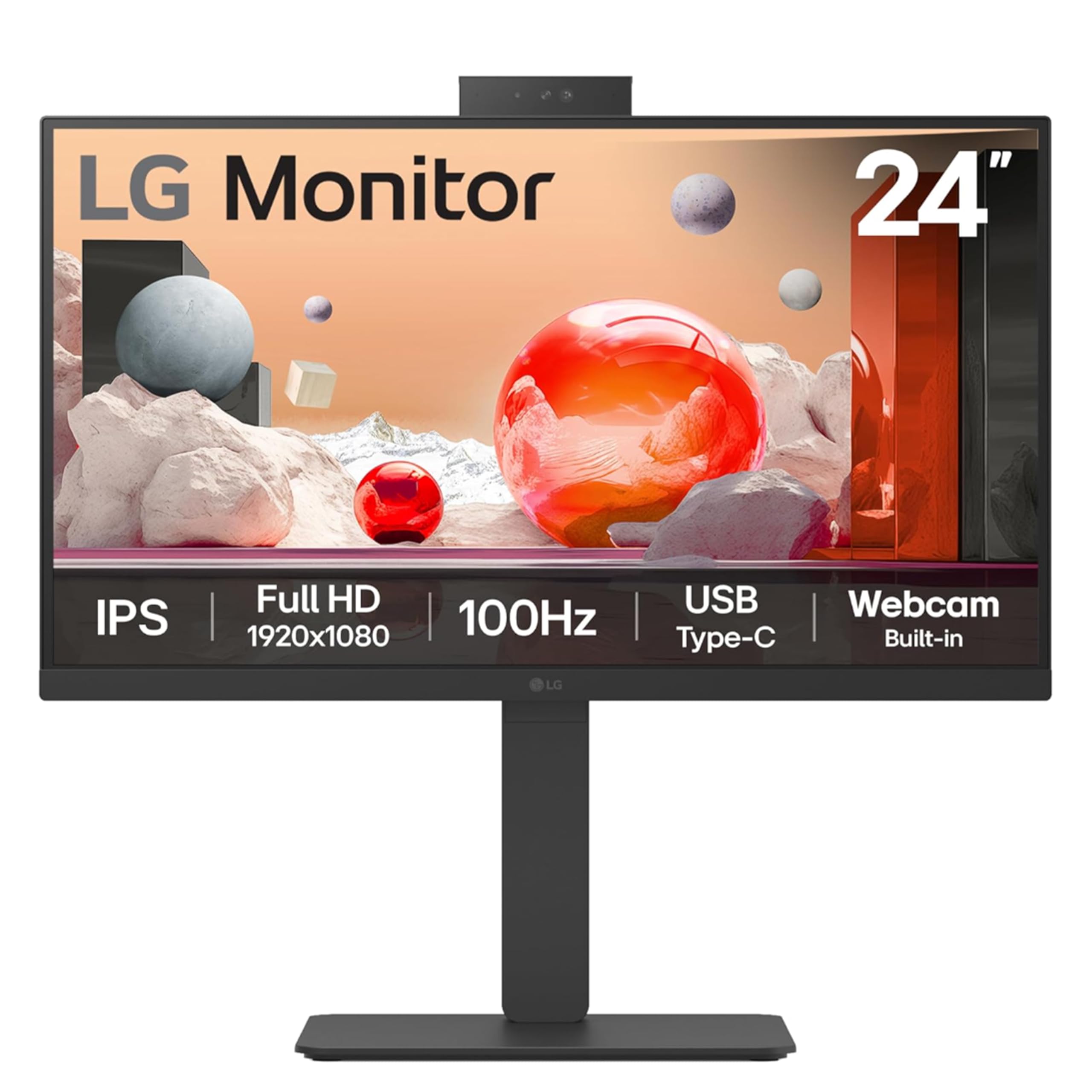 Lg Size 24 Black 24Ba850-B 23.8" Full Hd Ips 100Hz Usb-C Height Adjustable Monitor With Speakers And Webcam