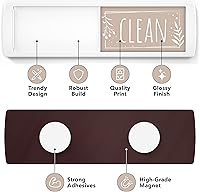 Vista 3 de ASSURED SIGNS Elegante imán de limpieza sucia para lavavajillas de 7 x 2 pulgadas, imán de lavavajillas Clean Dirty Sign para cocina con indicador