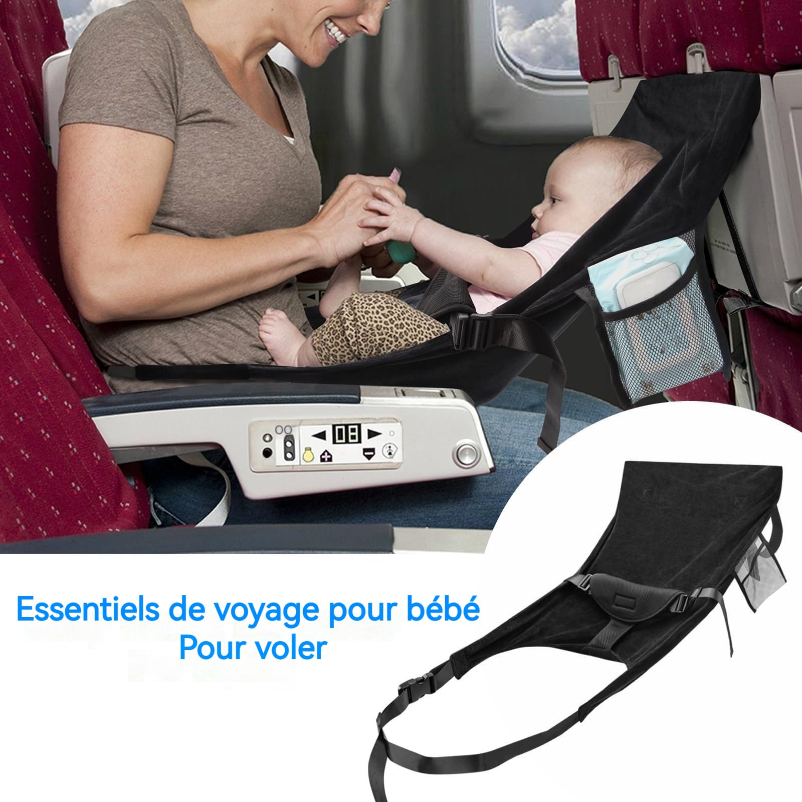 Housse Hamac Respirante Confort pour Vols Voiture Enfant Lit Bébé Avion