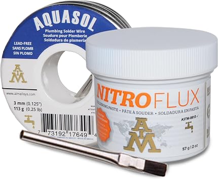 AIM Plumbing Solder Kit with solder wire, flux and brush, Solder for Plumbing Repairs 113g / 4oz