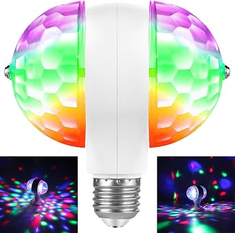 Disco Lights Colorful Rotating Magic Ball Lights, AC85-265V E26/E27 RGB LED Stage DJ Light Multi-Colored Fun Lamp for Dance Parties Birthday Karaoke Halloween Christmas 1 Pack