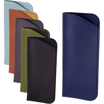 SenZee Glasses Case Soft Leather Glasses Bag 6 Pieces Glasses Sunglasses Case Set Flat Soft Glasses Case Glasses Bag for Men and Women