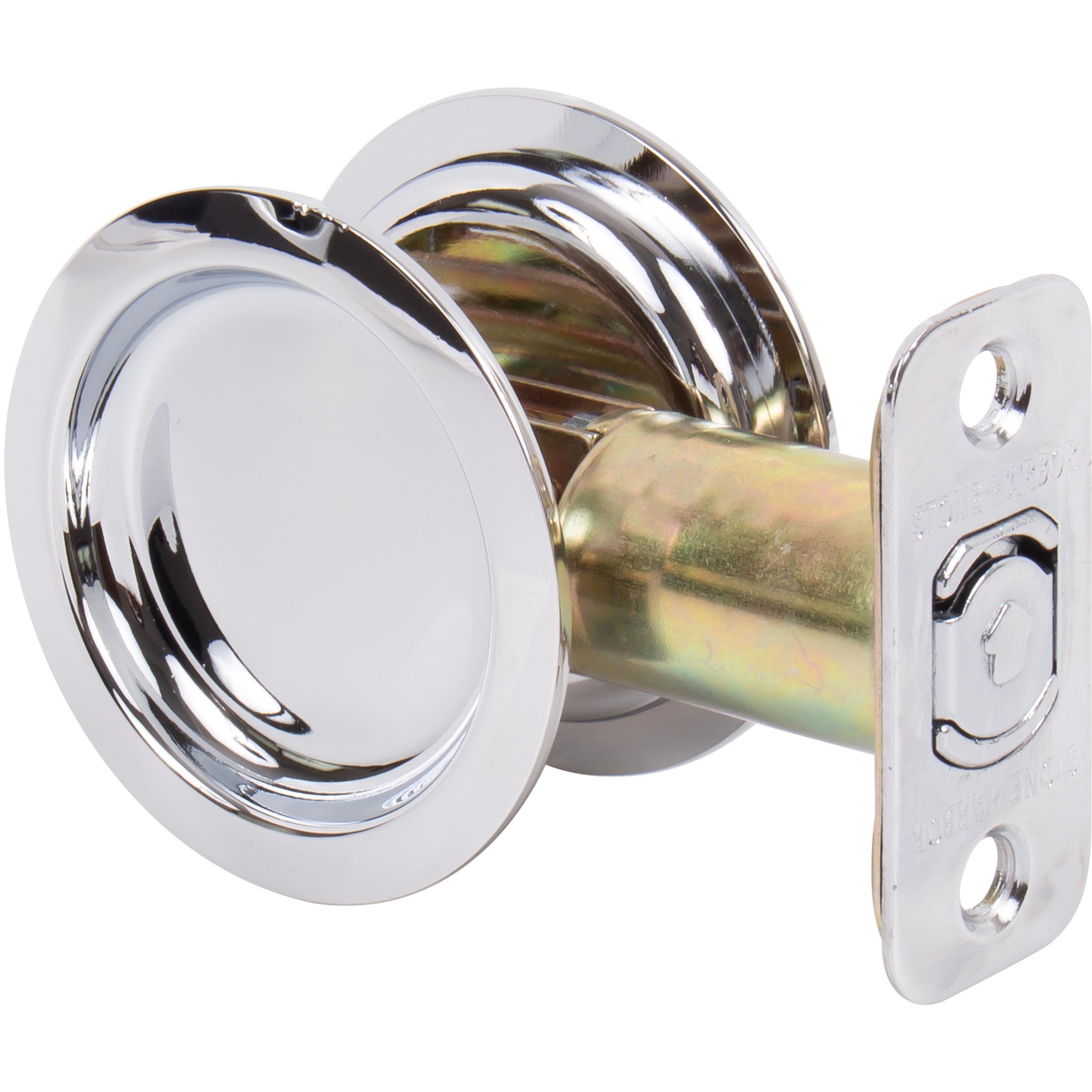 Round Pocket Door Lock, Passage (Hall/Closet) Latch, 2-3/8