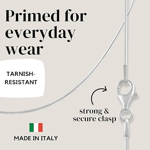 Miniatura 4 de KISPER Collar de cadena de serpiente de 8 caras de plata fina y delicada de plata de ley 925 para mujeres y hombres con cierre de langosta