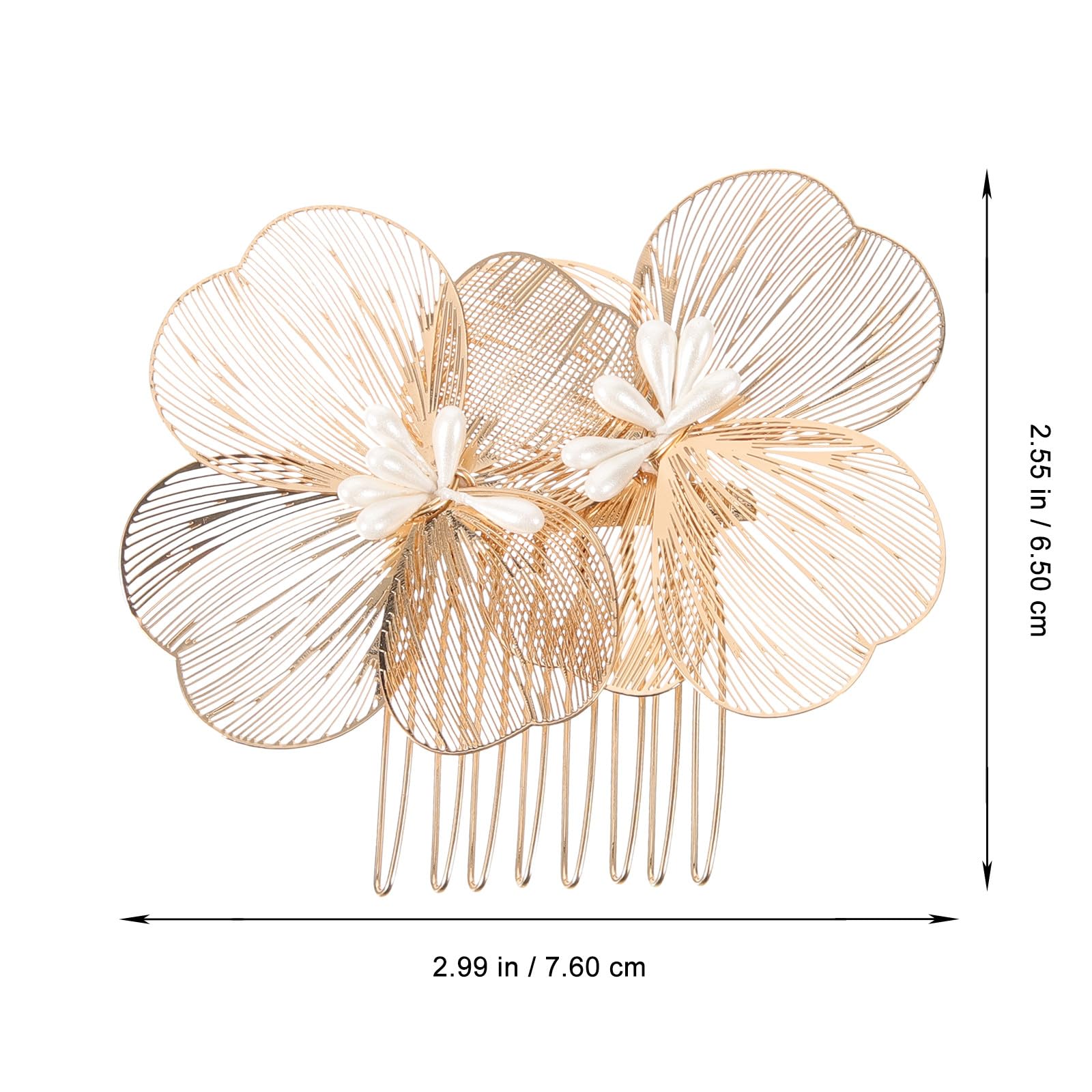 LIFKOME Peineta de Flores Dorada para Novia Diseño Delicado y Estilo Retro, Material de Aleación y Plástico, Ligera y Resistente para Uso Prolongado en Bodas y Cumpleaños
