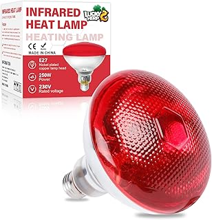 LUCKY HERP 250W Infrarotlampe Wärmelampe, Rotlichtlampe für Reptilien Terrarium Lampe, E27 Basking Spot für Hühnerfarmen, Schwein, Hund, Lebensmittelbeleuchtung, Bäder