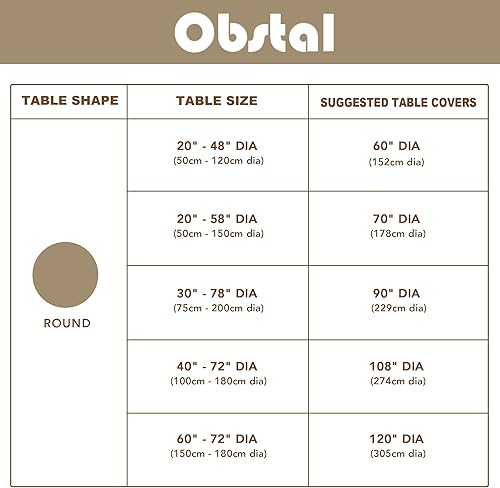 Miniatura 5 de Obstal - Mantel redondo de 210 gsm (7.41 ozm), resistente al agua, de microfibra y decorativo para uso en interiores y exteriores (60 pulgadas de
