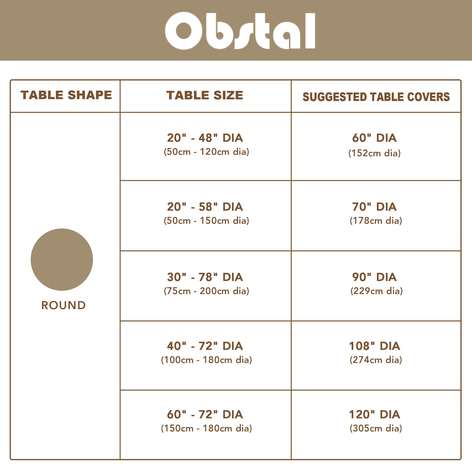 Obstal Nappe Ronde 210 G/m² En Microfibre Résistante à L'eau - Tissu Décoratif Pour Extérieur Et Intérieur (blanc, 274 Cm De Diamètre