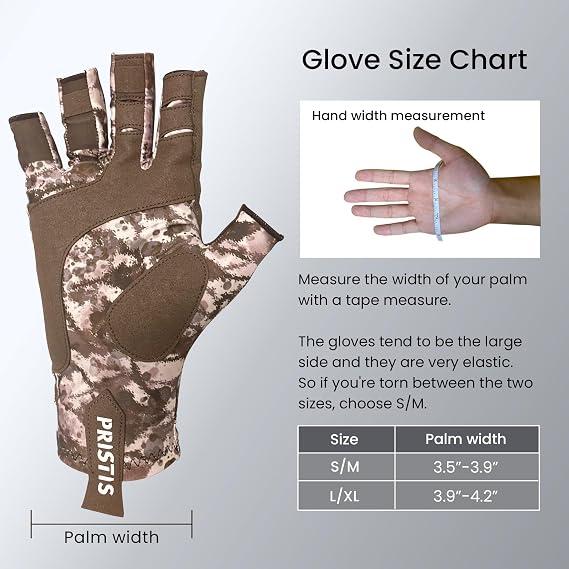 Pristis UPF 50+ Fishing Fingerless Gloves, UV Protection Breathable Half-Finger Sun Gloves for Men Women Boys Kayaking