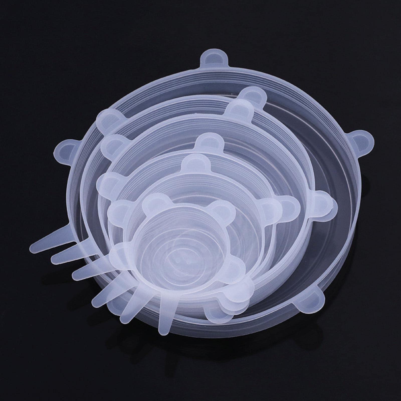 OLiWia 6 Pieces Set Silicone Cling Lids Square Round Stretch Bowl Cover Refrigerator Microwave Sealing Plastic Wrap