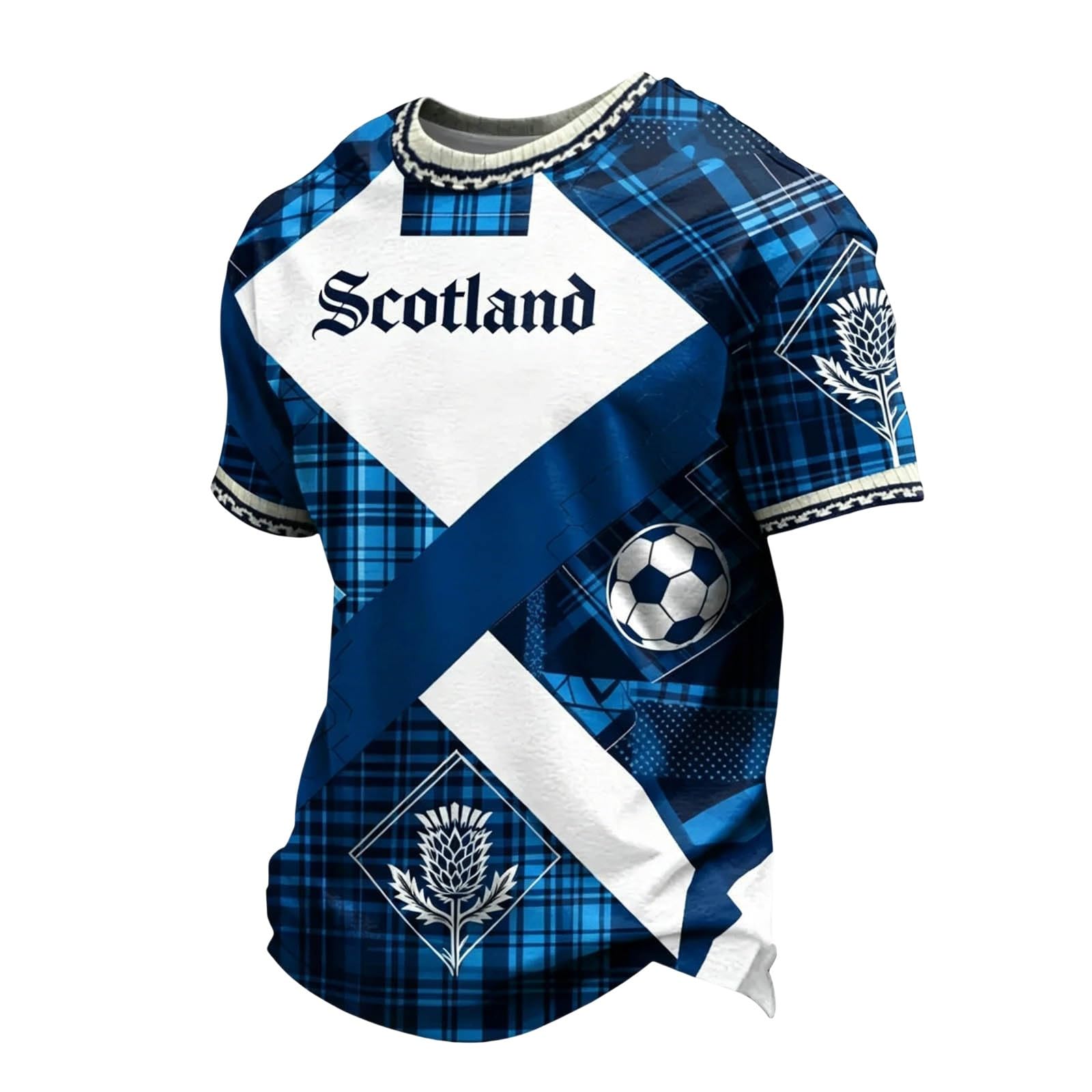 World Cup Top Mens Scotland Flag Soccer T-Shirt Football 2026 Merchandise Retro Scotland Flag Short Sleeve Crewneck Tee for Football Fans & Supporters