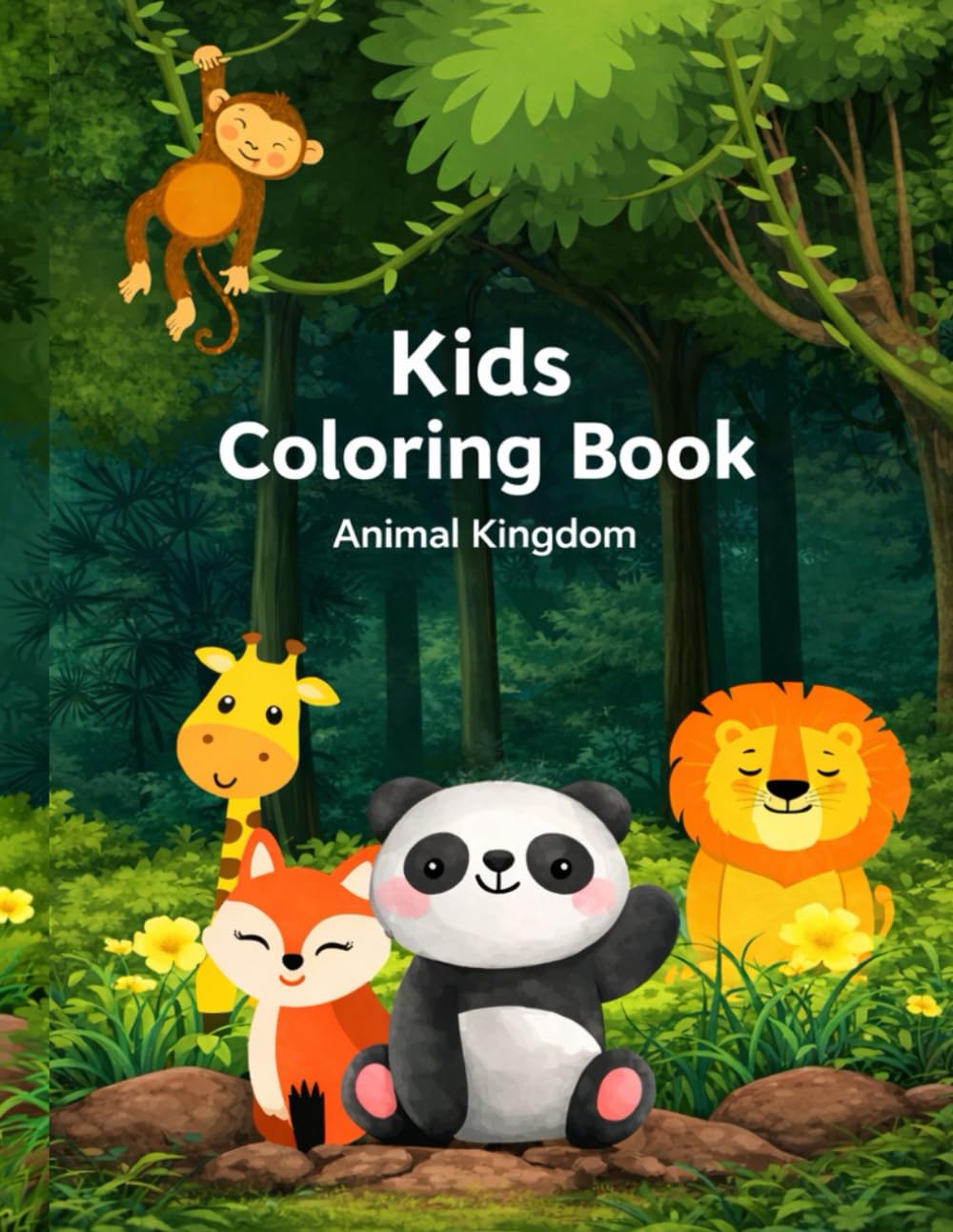 Kids Coloring Book: Animal Kingdom: Fun & Easy Animal Coloring Pages for Kids Ages 3–8 | Cute Wildlife, Jungle & Farm Animals