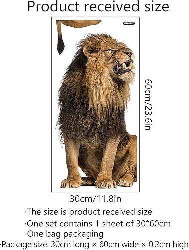 Miniatura 5 de Calcomanías de pared de león feroz, calcomanías de pared realistas de animales salvajes, vinilo extraíble para sala de estar, dormitorio, sofá, TV,