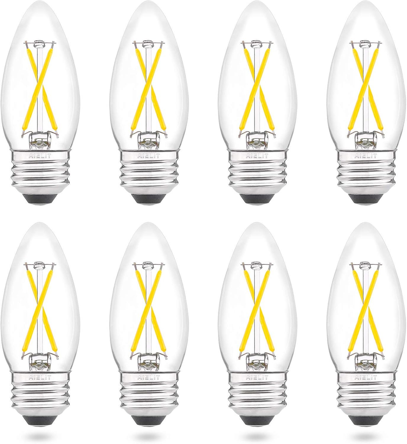Dimmable E26 LED Candelabra Bulb 25 Watt Equivalent, Candle Daylight White 5000K, 200LM, 2W B11 Chandelier Light Bulbs for Desk Table Lamp Pendant Lights Ceiling Fans Wall Scones, 8 Pack