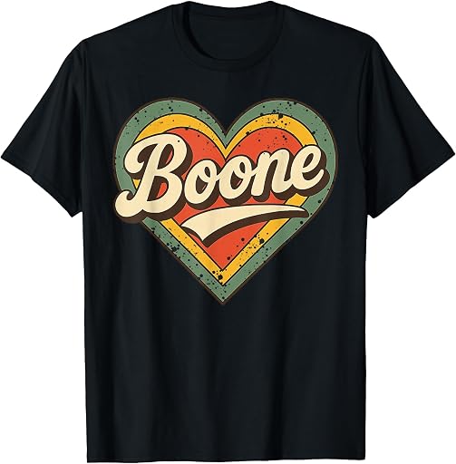 Boone Retro Vintage Heart Love Typography Design T-Shirt