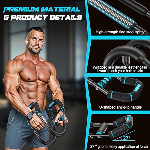 Miniatura 4 de Twister Arm Trainer for Men, Chest Workout Equipment 5-Level Adjustable (40-130lb) with Ergonomic 27 Targets BicepsClipThigh, Portable Exerciser for