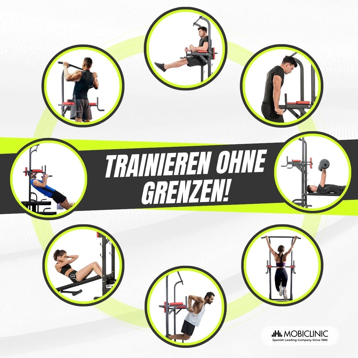 Mobiclinic®, Krafttrainingsstation, 9 in 1, Klappbar, mit Klimmzugstange