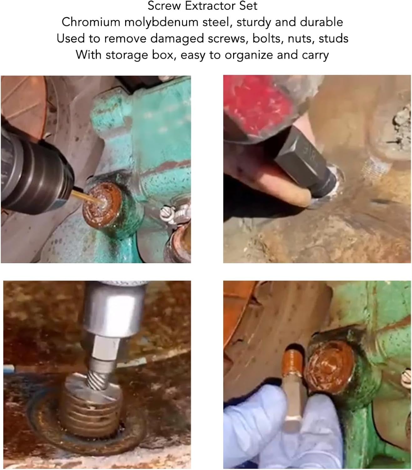 25 Pieces Damaged Bolt Extractor Set Chrome Molybdenum Steel Inch Standard Size Screw Bolt Removal Tools,Premium 25 Piece Damaged Bolt Extractor Set