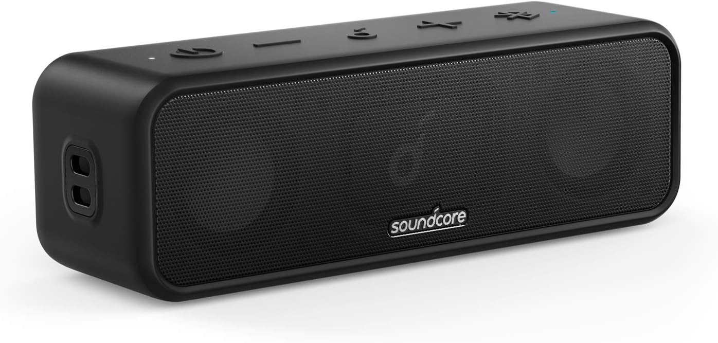 soundcore Anker 3 Bluetooth Speaker with Stereo Sound, Titanium Drivers | 24H Playtime, BassUp Technology, PartyCast, IPX7 Waterproof, Custom EQ via App for Home, Outdoor and Beach