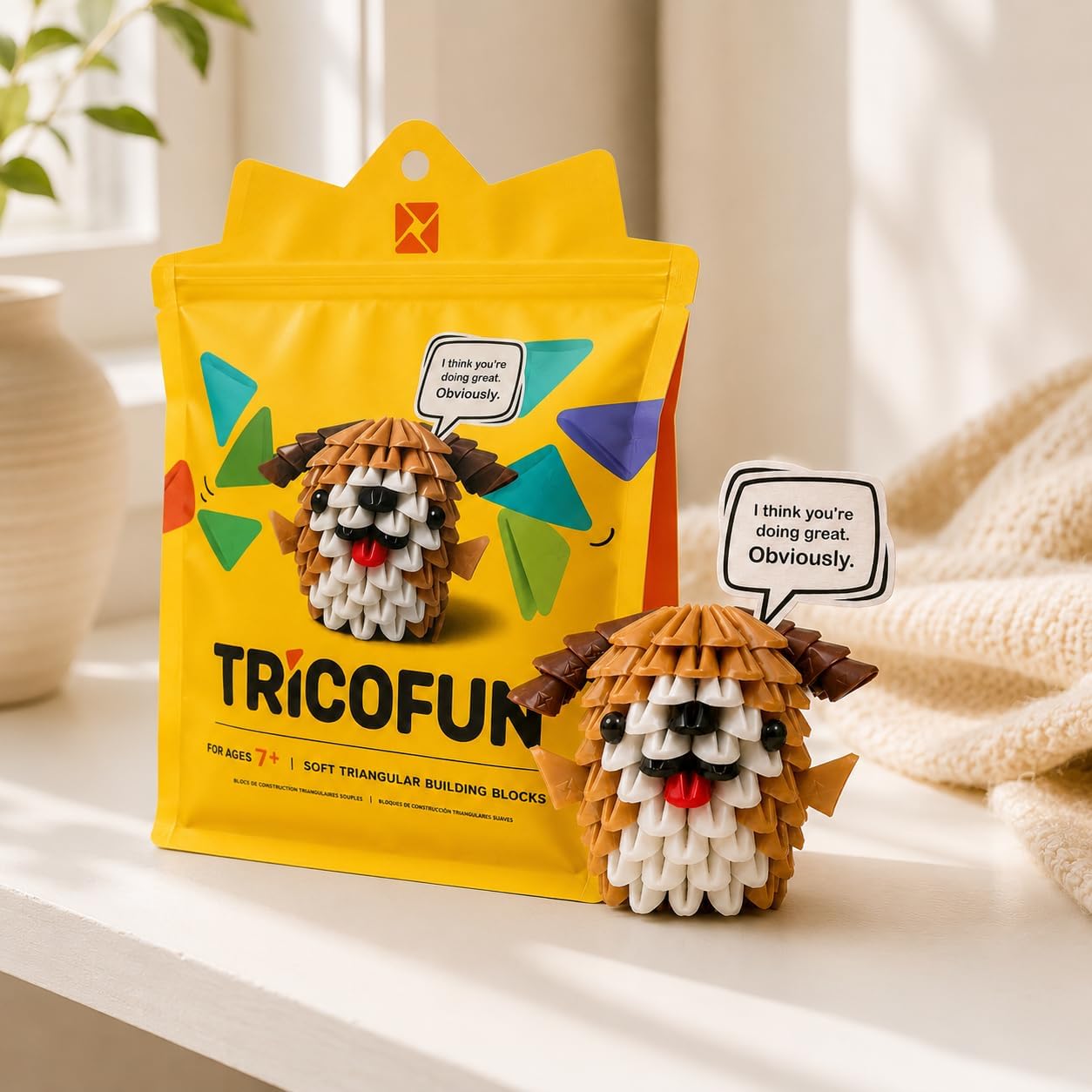 Tricofun® Cozy Critters Soft Silicone Building Kit Collection for Adults & Kids | Collectible Animal Building Toys | Build, Display & Gift (Biscuit the Puppy) image 2