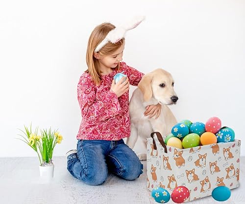 Miniatura 4 de Essme Cesta rectangular de Pascua para perro, contenedor de juguetes para perros, canasta de almacenamiento para perros con asas para decoración de