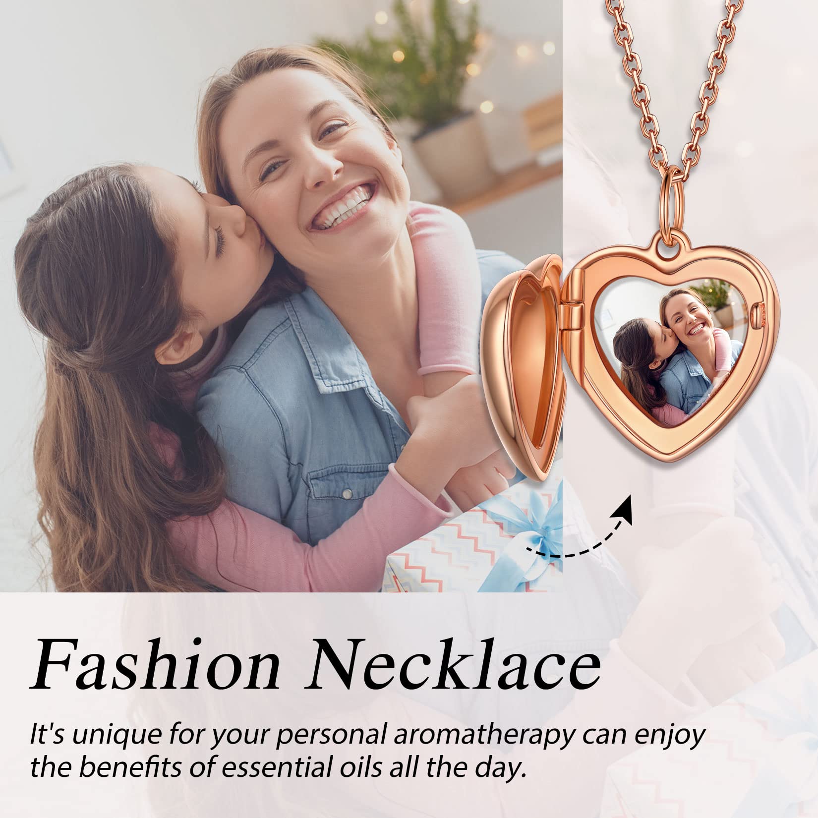 Bestyle Argento 925 Collana Foto Personalizzata a Cuore Portafoto Argento Ciondolo 40/45/55+ 5 cm Regolabile Locket in Rilievo