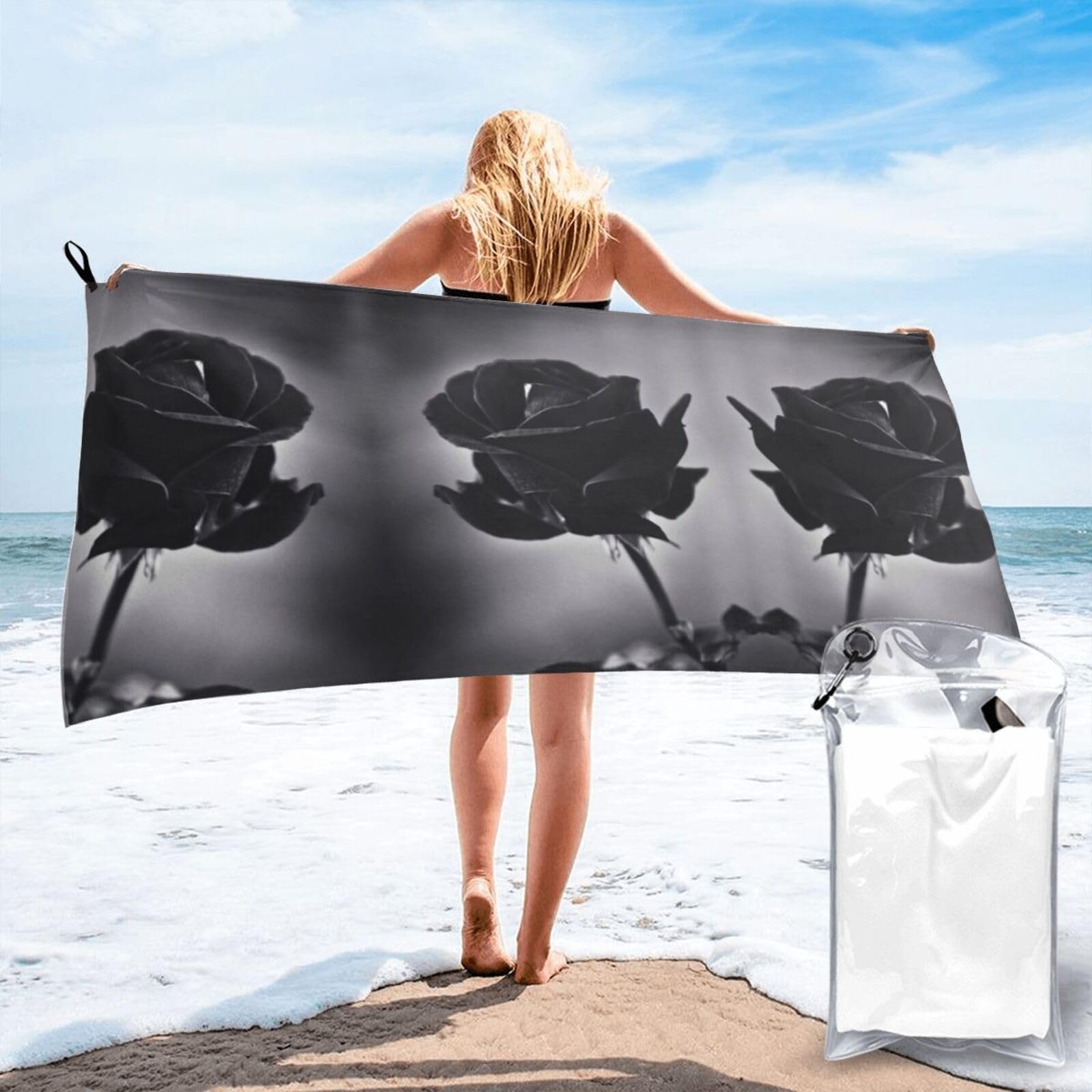 Serviette de plage et gym drap de bain compact 70x140cm pour le voyage et le sport