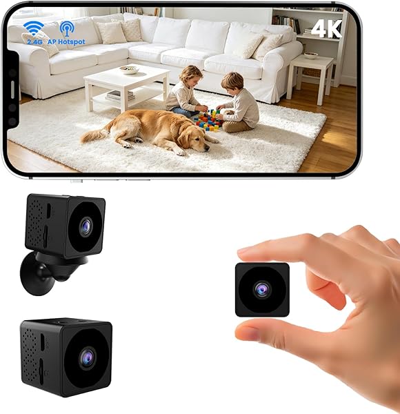UCOCARE No WiFi Security Camera, 4K Mini Security Camera Works with or Without WiFi, Small Cameras for Home Security with Night Vision, Motion Detection, Cloud & TF Storage, for Indoor Outdoor