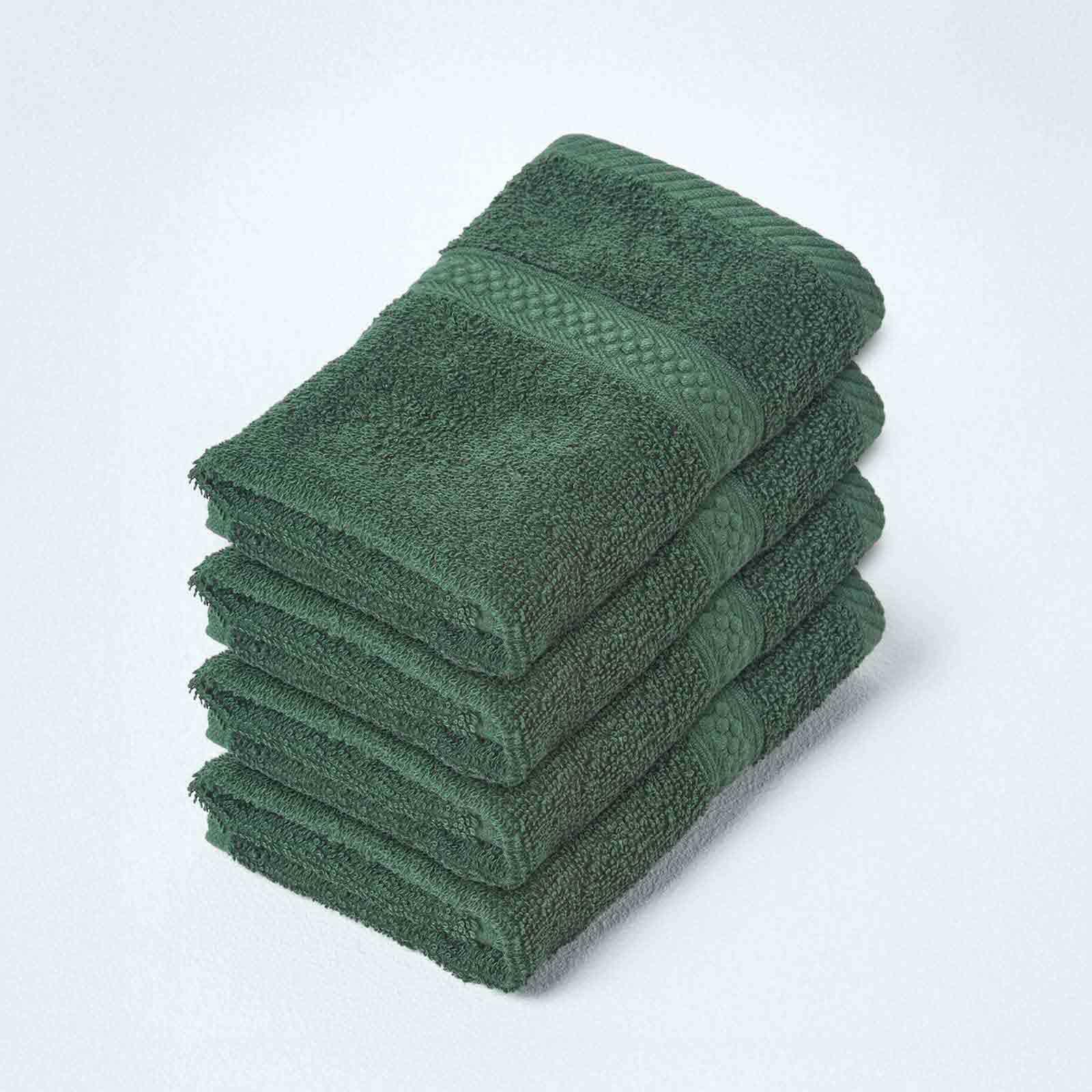 HOMESCAPES Light Blue Turkish Cotton Set of 4 Face Cloths Flannel Super Soft Thick & Absorbent 500 GSM Towel Heavy Weight for everyday Luxury — view 174