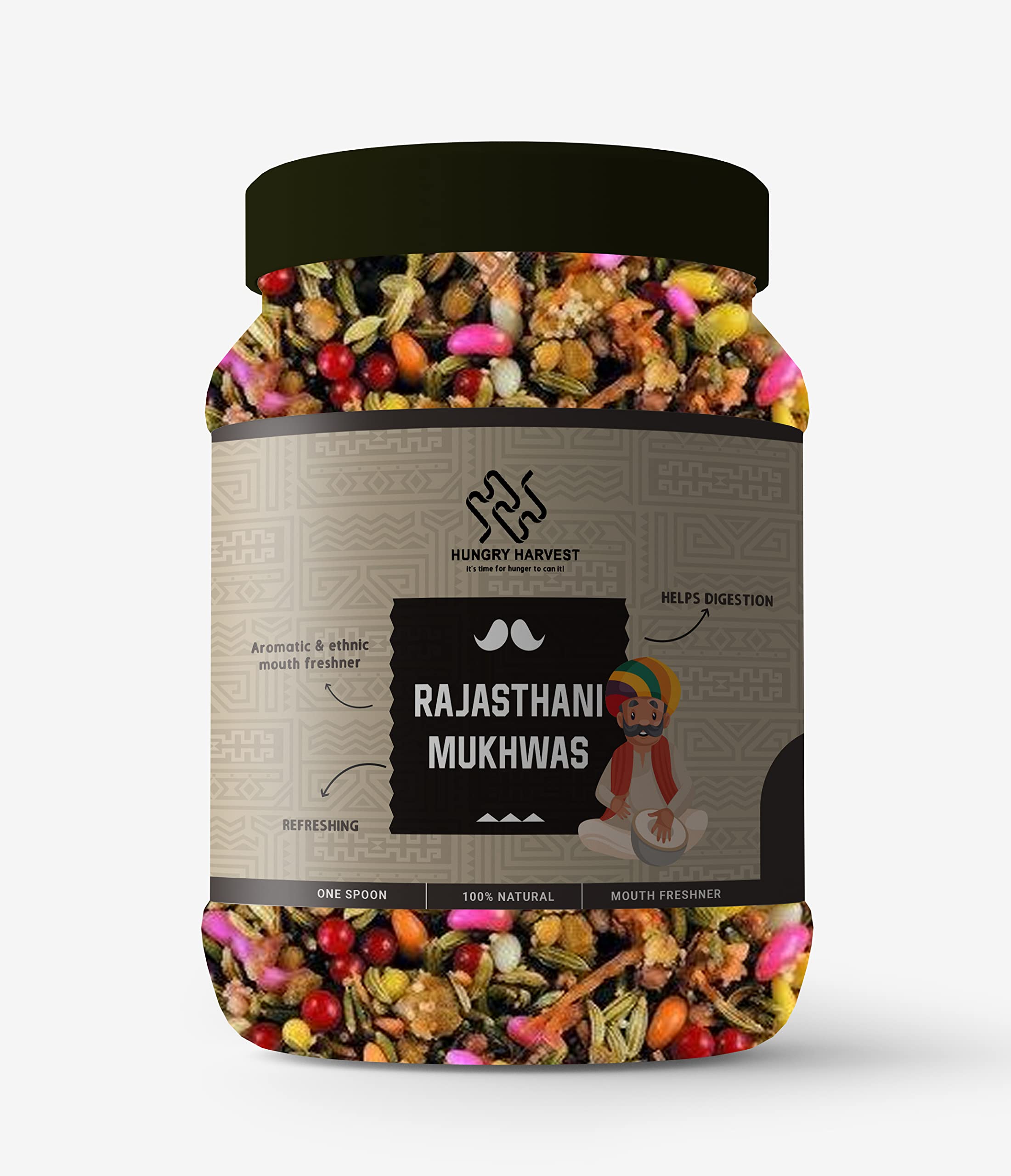 Hungry Harvest Royal Rajasthani mukhwas | Home made Rajashthani mukhwas Mouth freshener [Jar Pack] (100 Grams)
