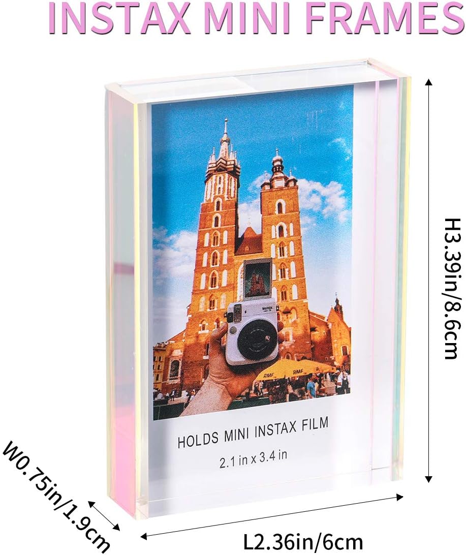 Instax Mini Frames 2x3 Masqudo Polaroid Picture Frame Clear Cute Photo Frames for Tabletop Desktop Freestanding Sliding Photo Display for Fujifilm Polaroid Film