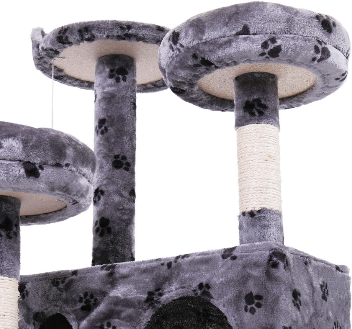 JAXPETY 60” Multi-Level Cat Tree Tower, Kitten Condo House with Scratching Posts, Kitty Play Activity Center (Gray with Paws)