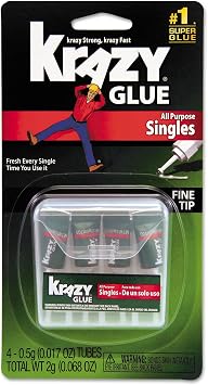Krazy Glue KG58248SN Krazy Glue Single-Use Tubes w/Storage Case, 0.07 oz, 4/Pack