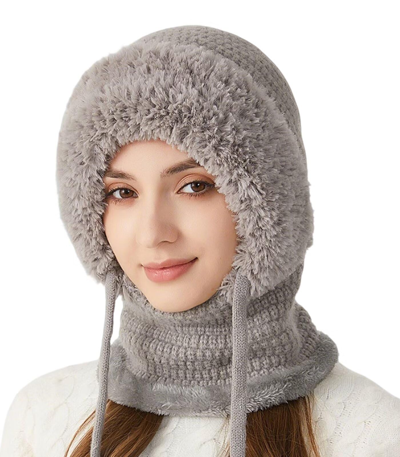 INVACHI 3-in-1 Winter Balaclava Ski Mask for Women Warm Breathable Wind-Resistant Face Mask Hat Cap Scarf