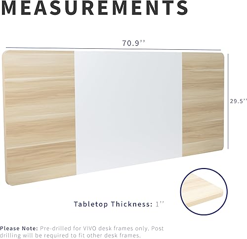 Vista 30 de VIVO DESK-TOP72-30D - Mesa universal de 71 x 30 pulgadas para marcos de escritorio estándar y sentados a pie, altura ajustable para el hogar