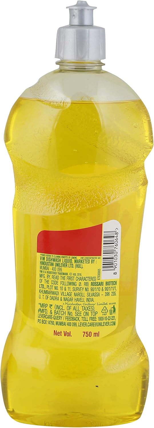 Vim Dishwash Liquid - 750 ml (Lemon)