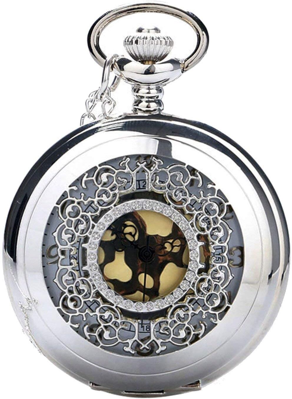 GeRRiT New Pattern Half Hunter Women Quartz Pocket Watch Necklace 80cm Chain