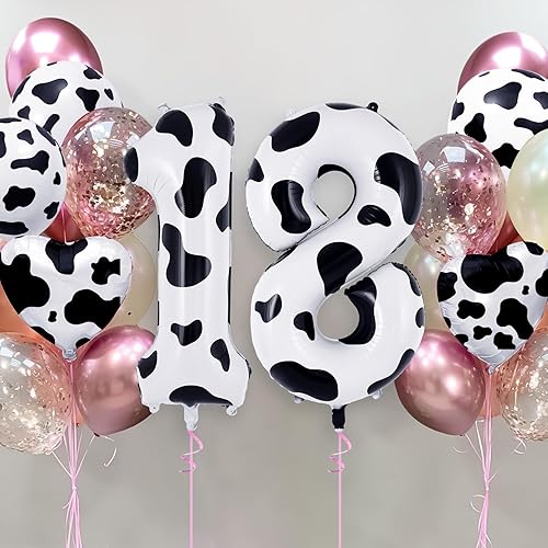 Miniatura 2 de Globo con el número 1 con estampado de vaca, globos grandes de cumpleaños de 40 pulgadas, globos de aluminio Mylar número 1 para el primer