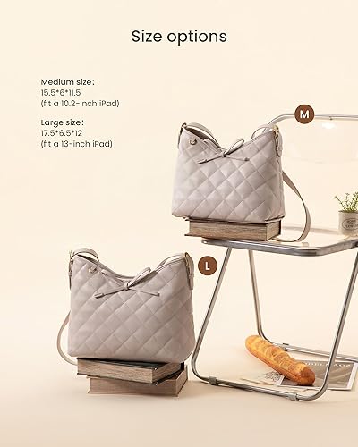 Miniatura 6 de LOVEVOOK - Carteras para mujer, bolsos de mano de cuero suave estilo hobo, bolso bandolera acolchado, bolso de diseñador tipo bucket Desnudo