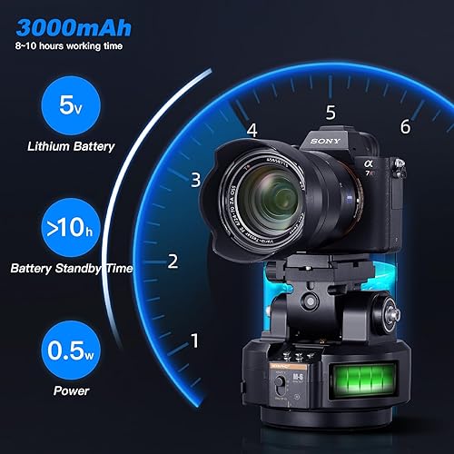 Miniatura 6 de Soonpho M6 - Cabezal de trípode panorámico giratorio motorizado con seguimiento facial, cabezal de inclinación panorámica de 360 con clip de