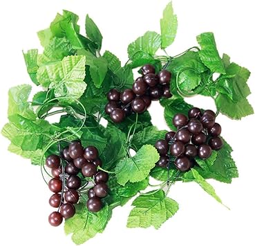 ASkinds 5Pcs Artificial Grapes Vines Leaves Hanging Grapes Rattan Leaves Fruit Grapevines Rattan Artificial Greenery Garland for Home Garden Wedding Party Decoration