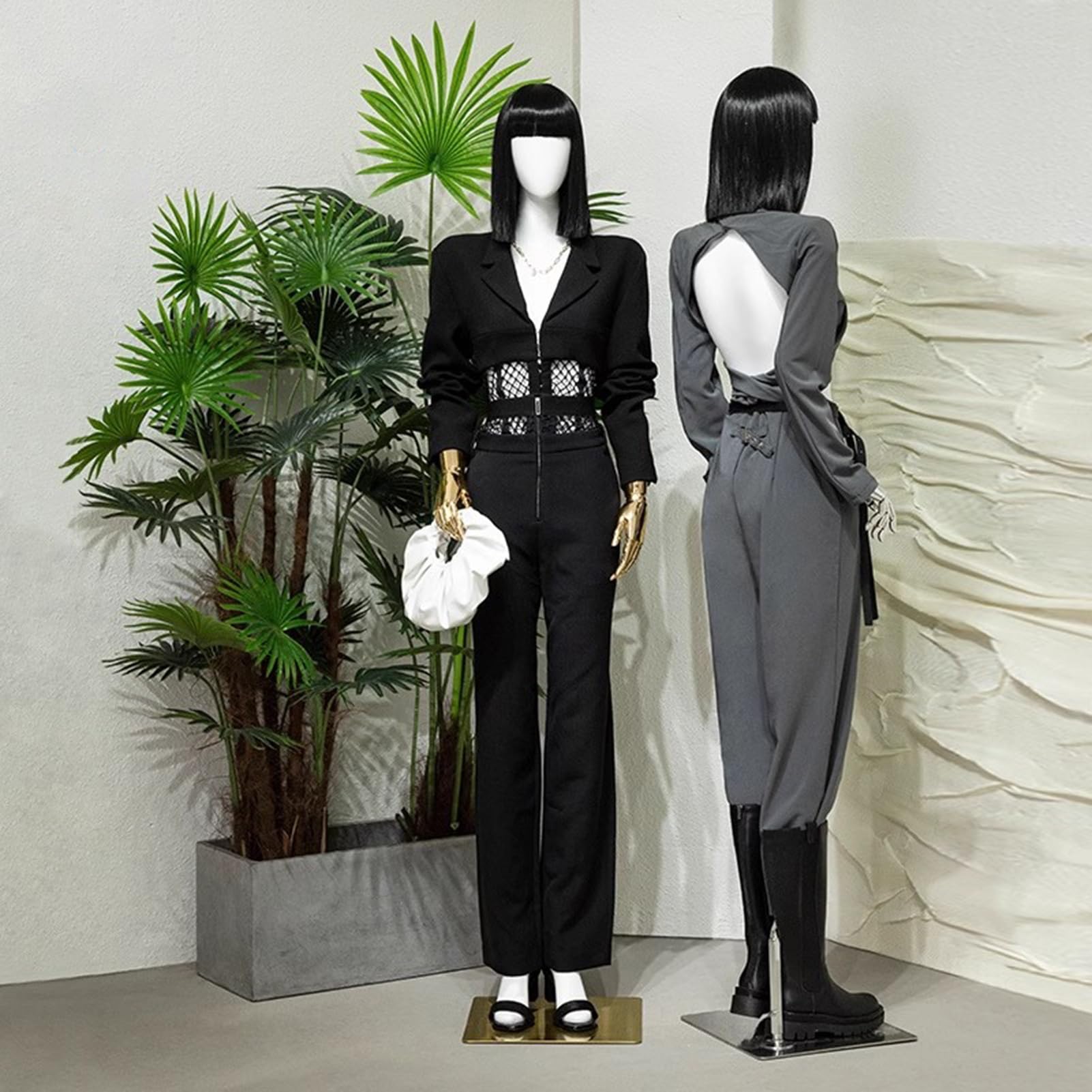 Maniqui Maniquíes Femeninos de Cuerpo Completo para exhibición al por Menor, 72,83 Pulgadas, con Cabeza y Brazo giratorios y Base metálica.(Silver)