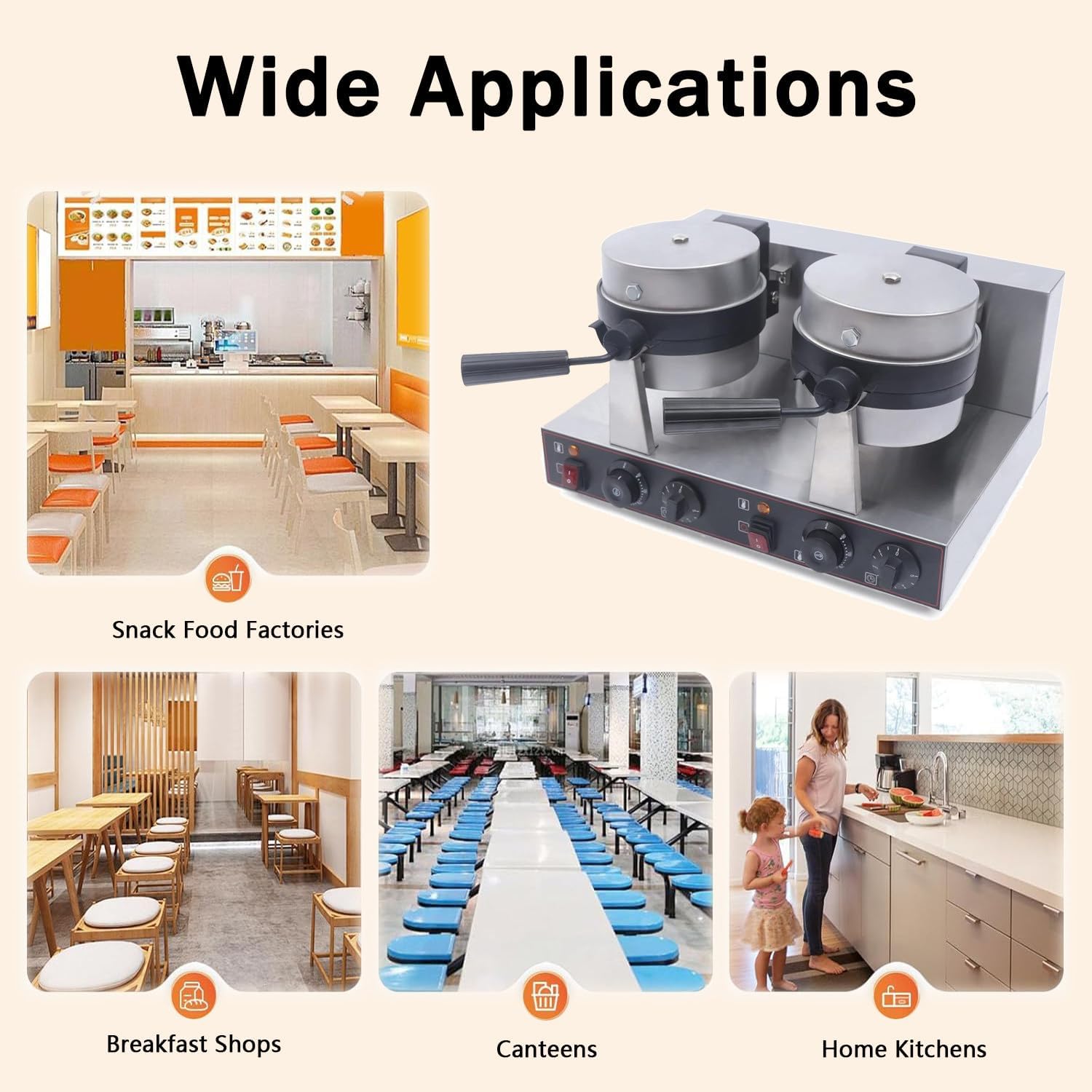 Gelato Panini Press Machine,UFO Hamburger Baker Machine,Ice Cream Sandwich Press Burger Maker,Electric Press Burger Machine with Time & Temp Control for Bakeries,Restaurants Doublehead