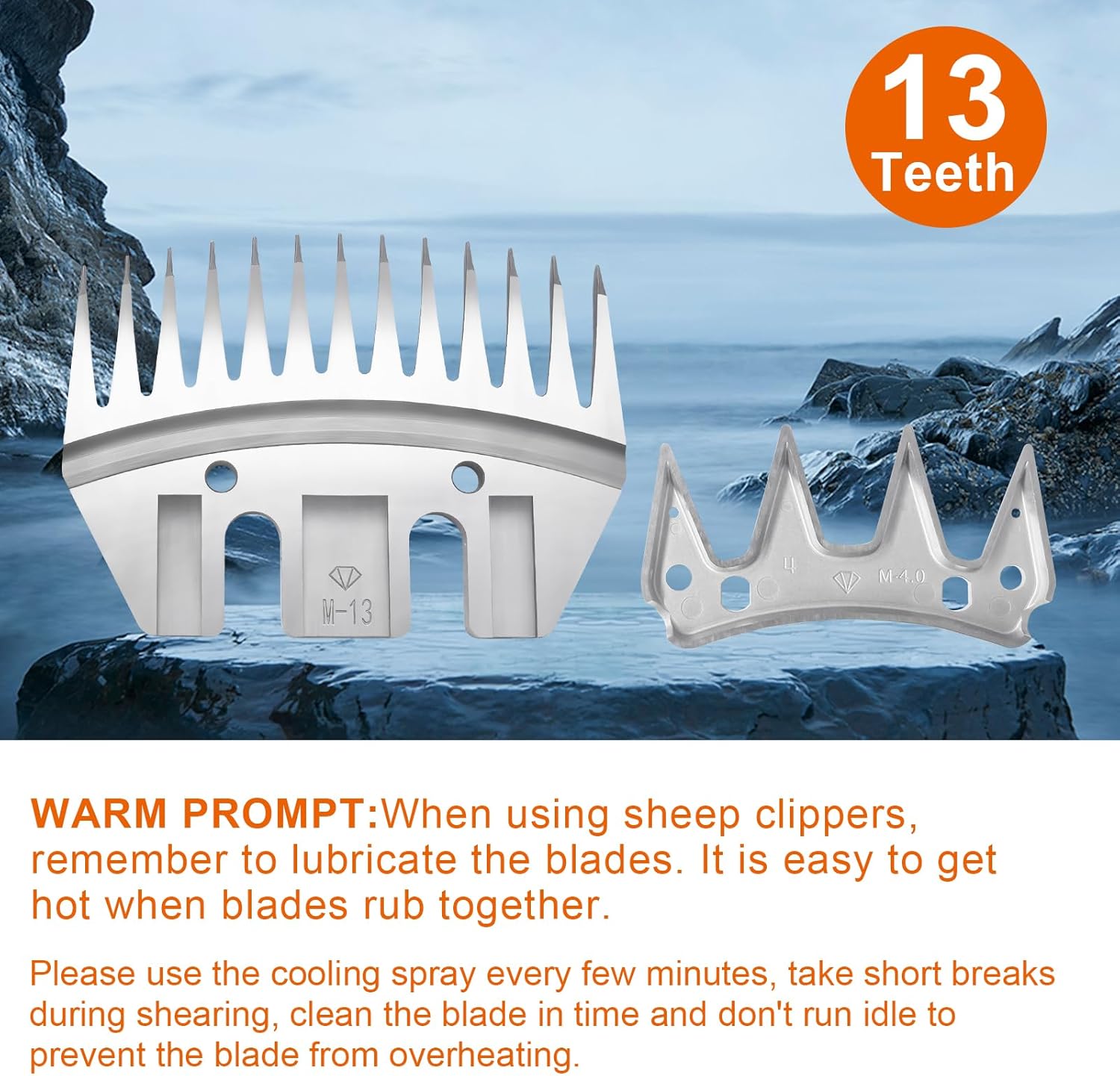 Sheep Grooming Clippers Replacement Blades Compatible with Oster/Lister/Heiniger/GDJOB/BEETRO/Dragro/TAKEKIT Sheep Clippers for Thick Coat Animals,Made of Stainless Steel (13 Tooth(3 PCS))