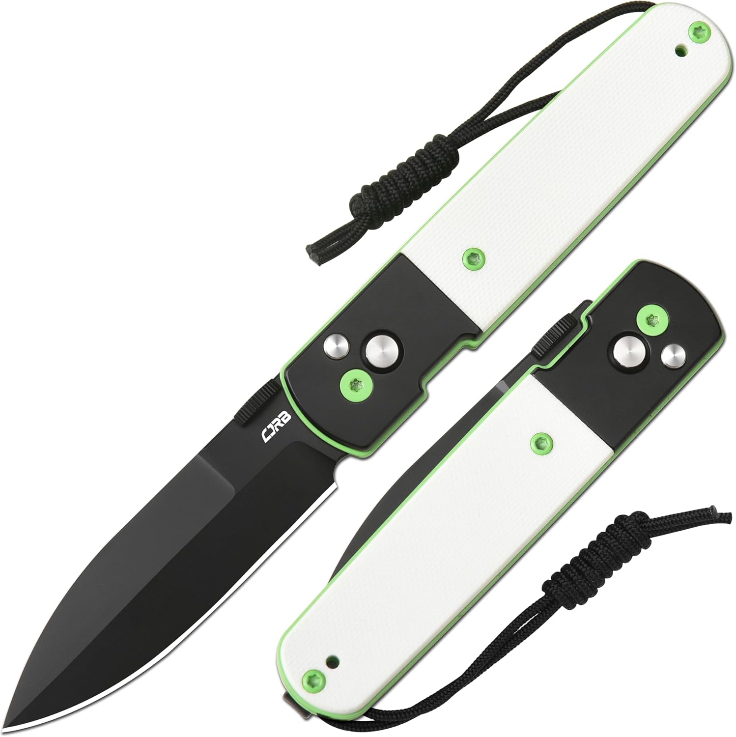 CJRB Locust Pocket Knife, 3.15'' AR-RPM9 Steel Blade Folding Knife with Black PVD Steel&G10 Inlay Handle for Men Women Camping Hiking(1951 White)