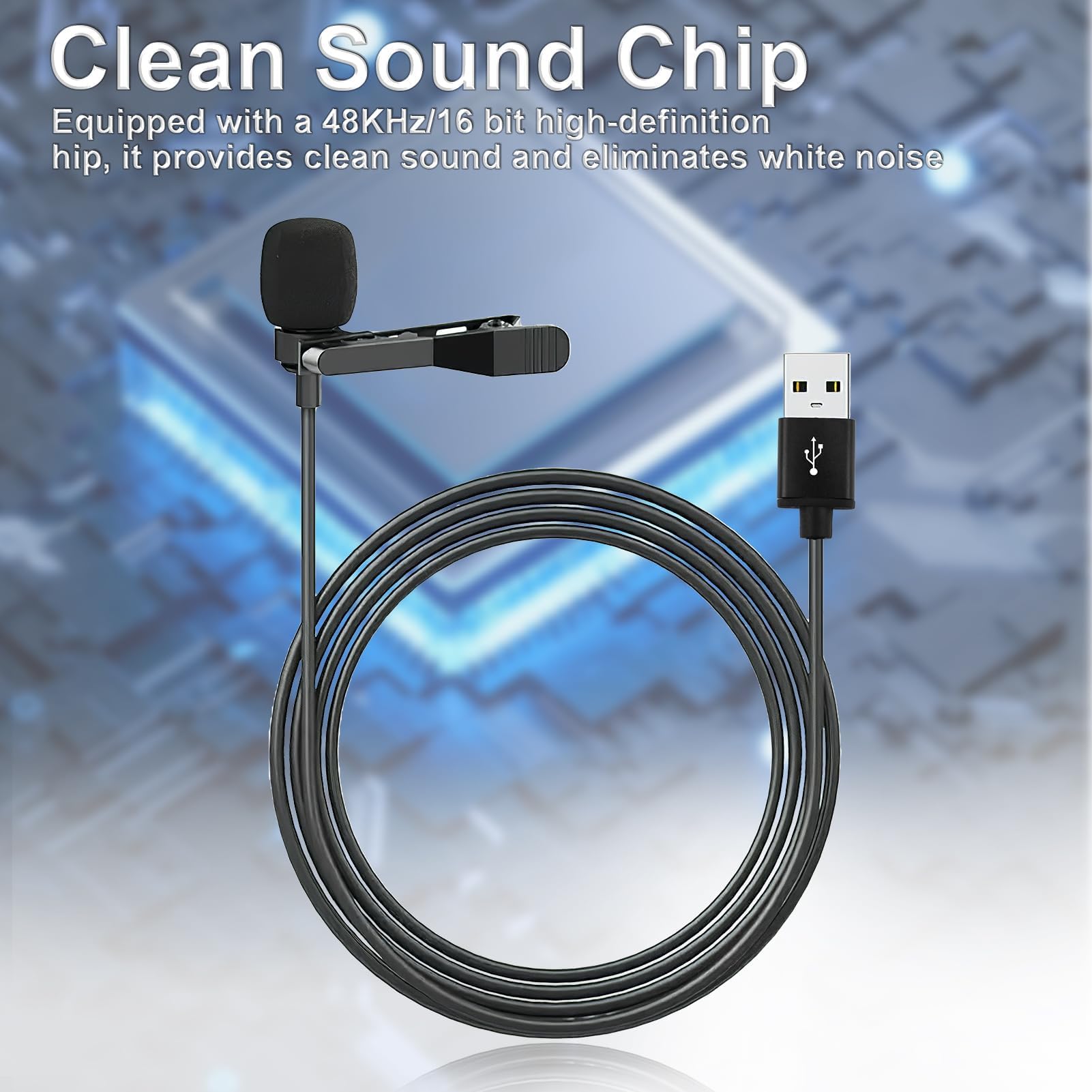 Microfono Lavalier USB 2m - Omnidirezionale, Plug & Play, Per Podcast, Gaming, Windows/iOS - Foto 4