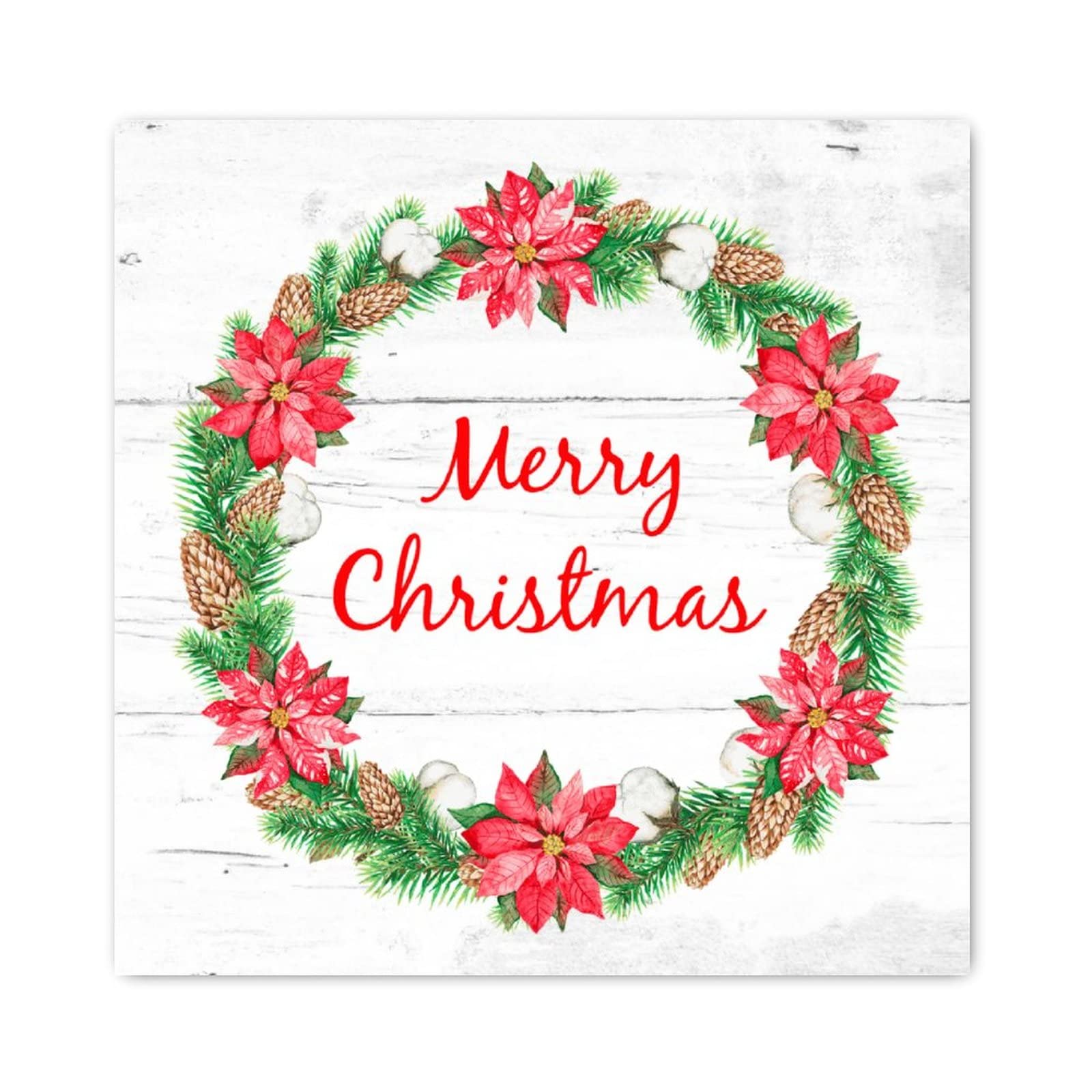 Panneau en bois Merry Christmas pour remplacer les décorations fragiles par une couronne rouge